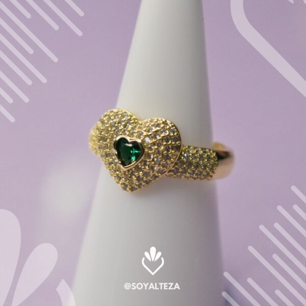 Anillo corazón verde - Imagen 4