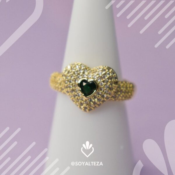 Anillo corazón verde - Imagen 2