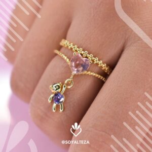 Anillo osito colgante