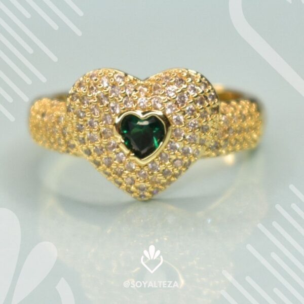 Anillo corazón verde