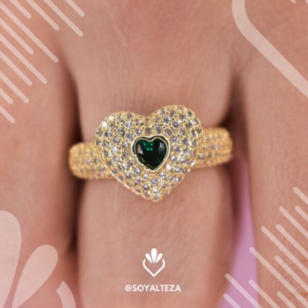 Anillo corazón verde - Imagen 3